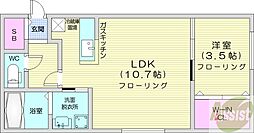 Victoire麻生 1LDKの間取図画像