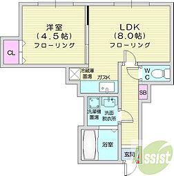 LuNa 2階1LDKの間取り