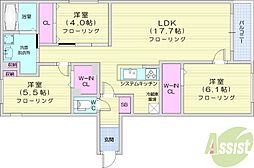 ブランシャール菊水HD 2階3LDKの間取り