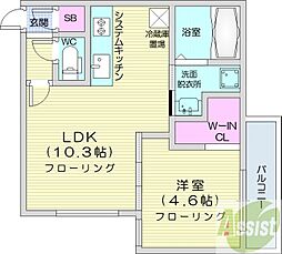 ALTUS南平岸 3階1LDKの間取り