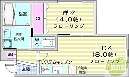 ラフィーネ西町北 4階1LDKの間取り