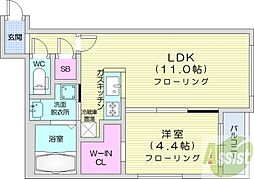 ラ・シュエットドルチェ 4階1LDKの間取り