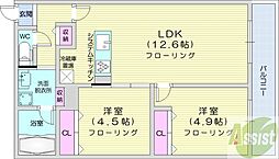 S-RESIDENCE医大南altier 3階2LDKの間取り