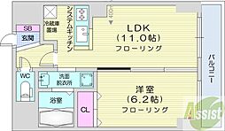 ヘルム21 7階1LDKの間取り