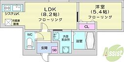 ラグジースペースS13 2階1LDKの間取り