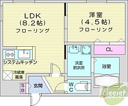 ラグジースペースS13 5階1LDKの間取り