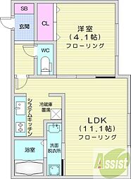 レトワール平岸 3階1LDKの間取り