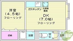 ルミエール・21 1DKの間取図画像