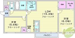 THE MODERN 伏見 2LDKの間取図画像