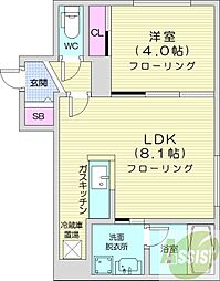Campanella平岸 3階1LDKの間取り