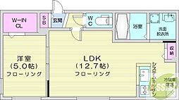 asunto 3階1LDKの間取り