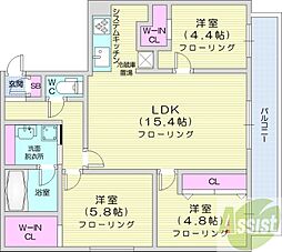 Aster　S14 4階3LDKの間取り