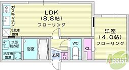 ボヤージュドゥロワ 4階1LDKの間取り