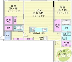 仮)アーバス南円山 2階3LDKの間取り