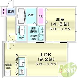 Verde Mantis 1階1LDKの間取り