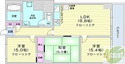 パシフィック南3条 5階3LDKの間取り