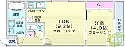 ロワ・フルール 2階1LDKの間取り