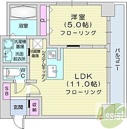 ブロス　ラ　リベルタ 6階1LDKの間取り