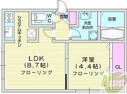 エルフ11 1階1LDKの間取り