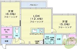 MesigGreen 3階2LDKの間取り