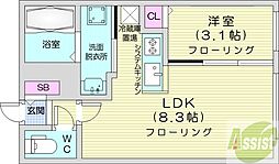 仮)ガルボ平岸 4階1LDKの間取り