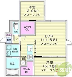 Ts COURT West13 1階2LDKの間取り