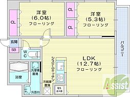 モルティーニ山鼻 4階2LDKの間取り