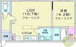 Three R 菊水 4階1LDKの間取り