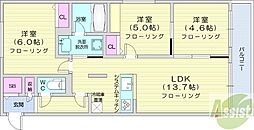 札幌市中央区南八条西18丁目マンション 3LDKの間取図画像