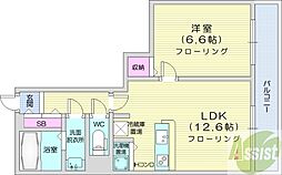 PRIME URBAN札幌 RIVER FRONT 22階1LDKの間取り
