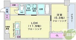 ＹＵ−ＣＯＵＲＴ　大通西13 8階1LDKの間取り