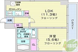 クレインコート 8階1LDKの間取り