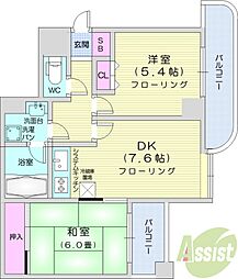 エスティ32 2LDKの間取図画像