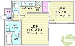 札幌市西区二十四軒三条5丁目マンション 1LDKの間取図画像