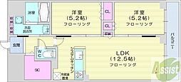 札幌市中央区北三条西12丁目マンション 2LDKの間取図画像