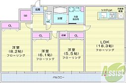 RainbowRoad宮の森 3LDKの間取図画像