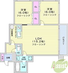 ノルテブリッサ24ロード 2LDKの間取図画像