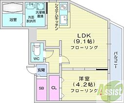 ヴェネーノ円山 1LDKの間取図画像