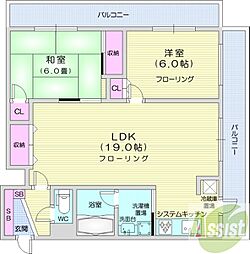 三和・マンション 2LDKの間取図画像