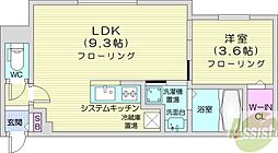AltaMarea月寒中央 1LDKの間取図画像