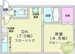 アムクレスト2422 1DKの間取図画像