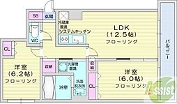 RainbowRoad南円山 2LDKの間取図画像