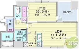 グランヴィア大通 1LDKの間取図画像
