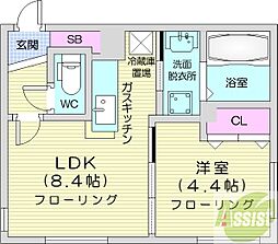 COLOREN15W1 1LDKの間取図画像