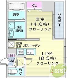 レジデンスタワー札幌 1LDKの間取図画像