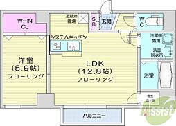 ソールタワー大通 1LDKの間取図画像