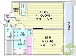 ラトゥール 1LDKの間取図画像