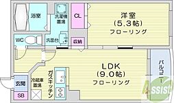 プレイスソウエン 1LDKの間取図画像