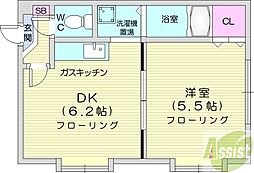 KDビル 1DKの間取図画像