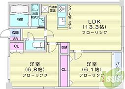ノヴァ南円山 2LDKの間取図画像